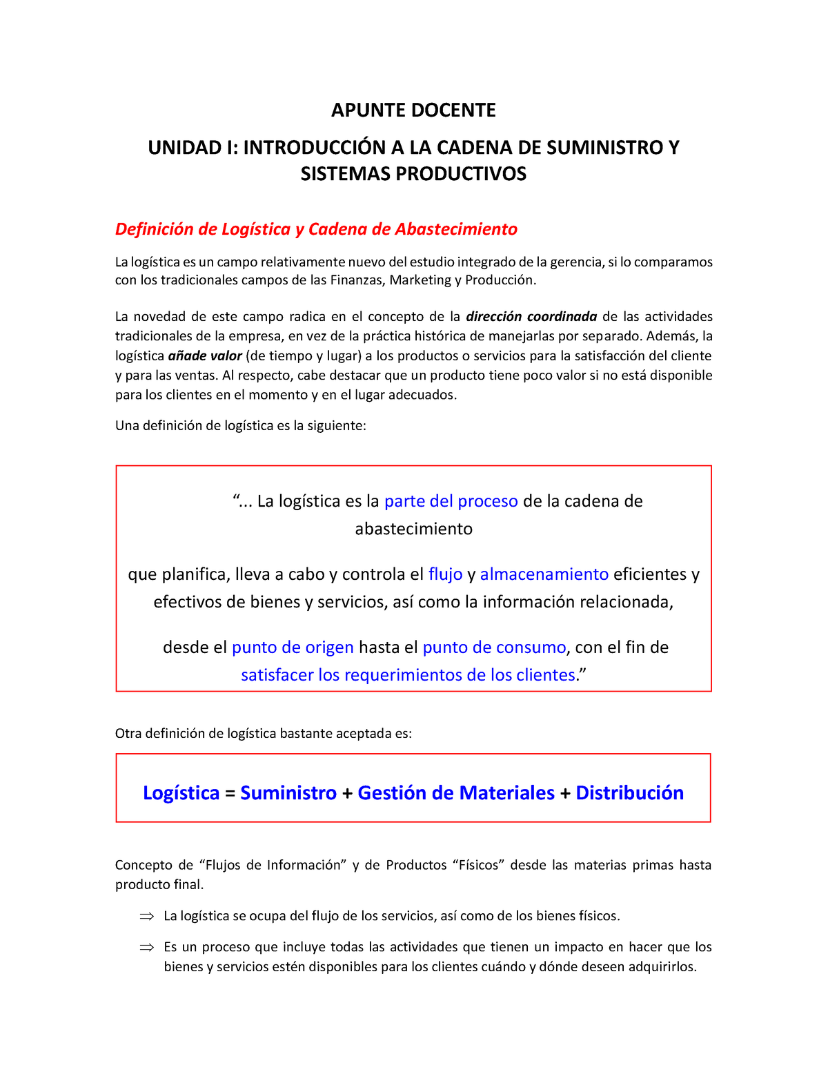 Apunte Docente Unidad N°1 - APUNTE DOCENTE UNIDAD I: INTRODUCCI”N A LA ...