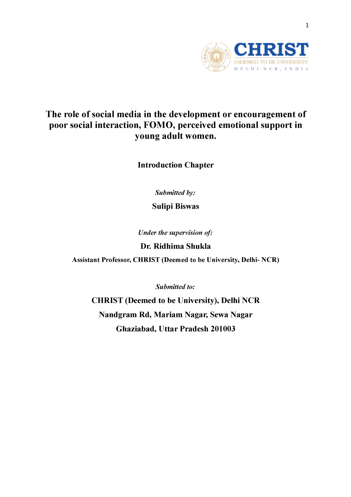 dissertation of social media