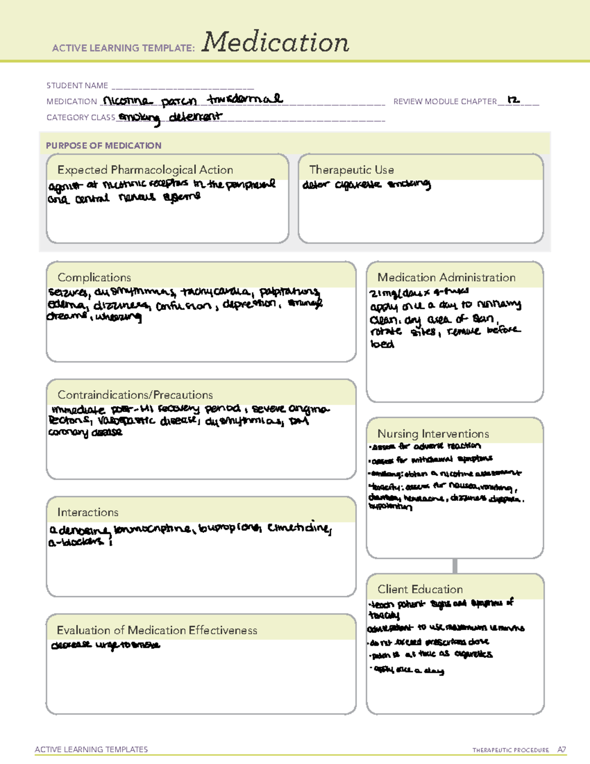 Med templates - Medication - STUDENT NAME ...