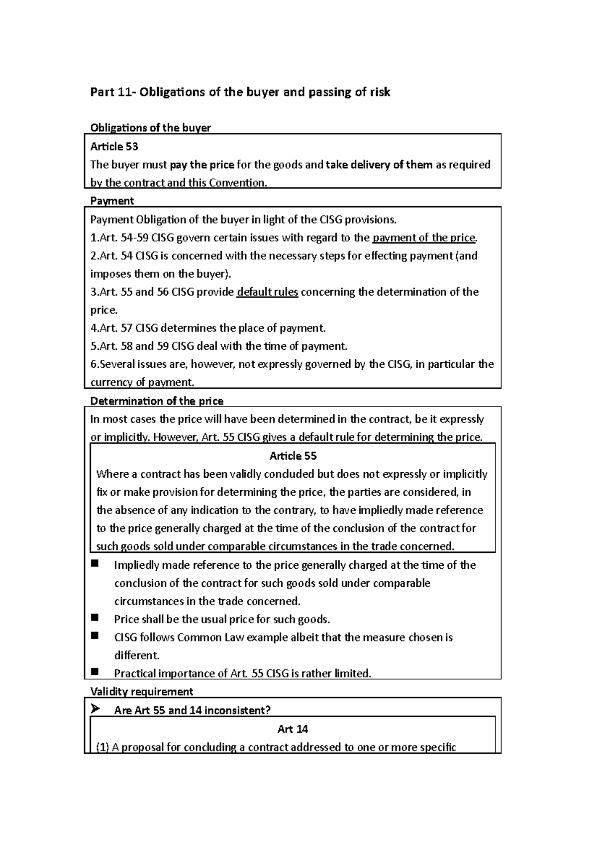 Lecture 11 and 12 Part 11 Obligations of the buyer and passing of