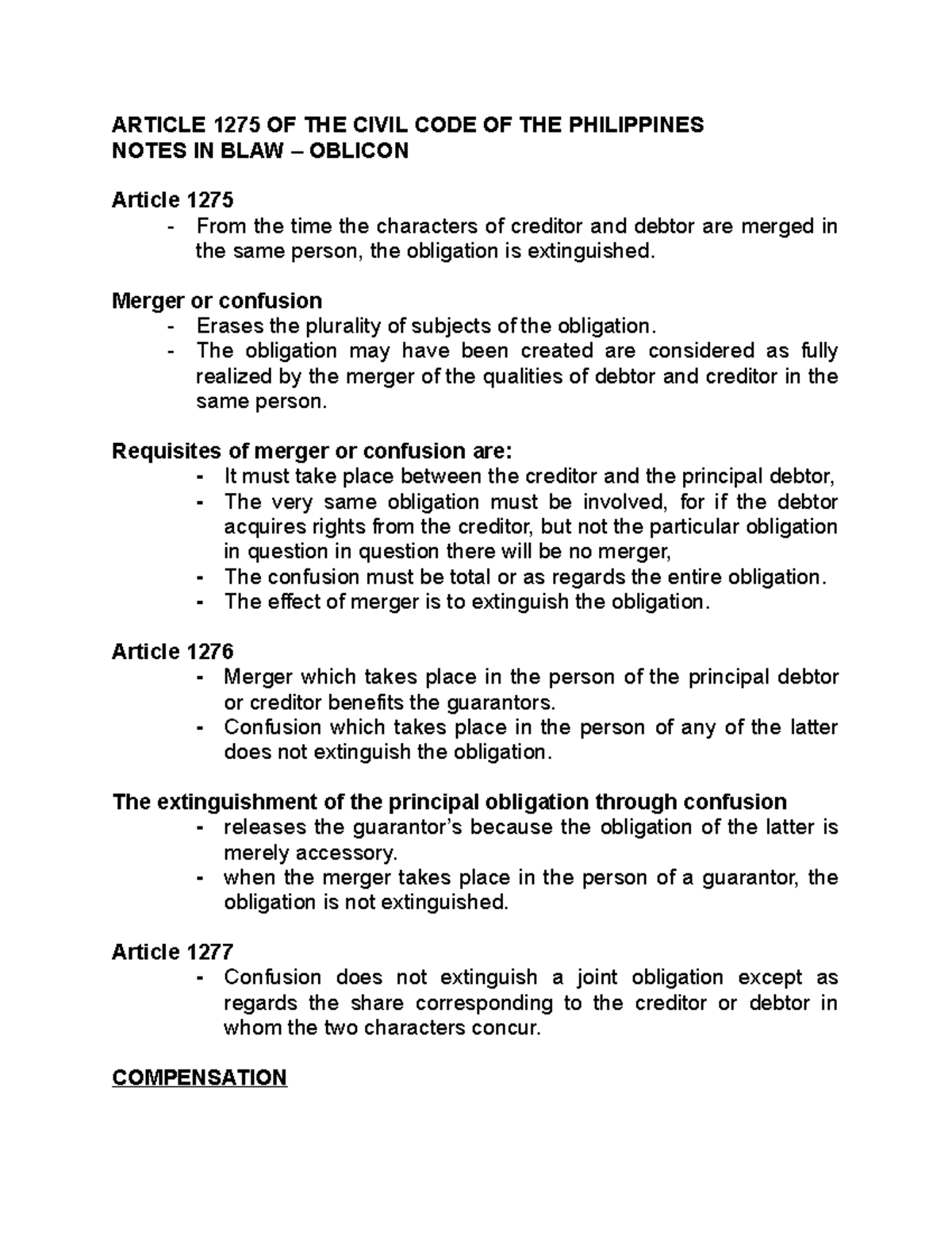 Article 1275 of the Civil Code of the Philippines - ARTICLE 1275 OF THE ...
