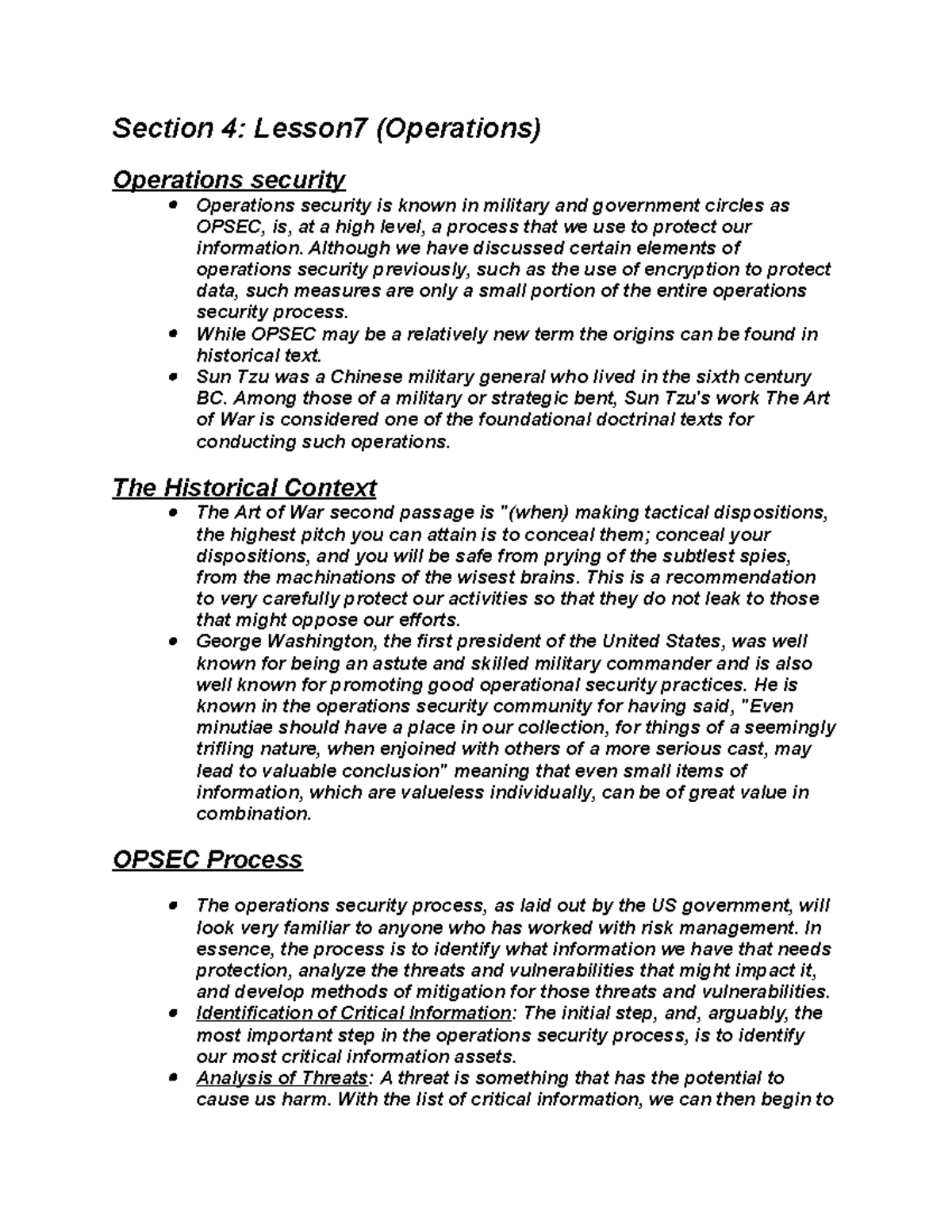 Section 4 (Operations and Human element security) - Section 4: Lesson7 ...