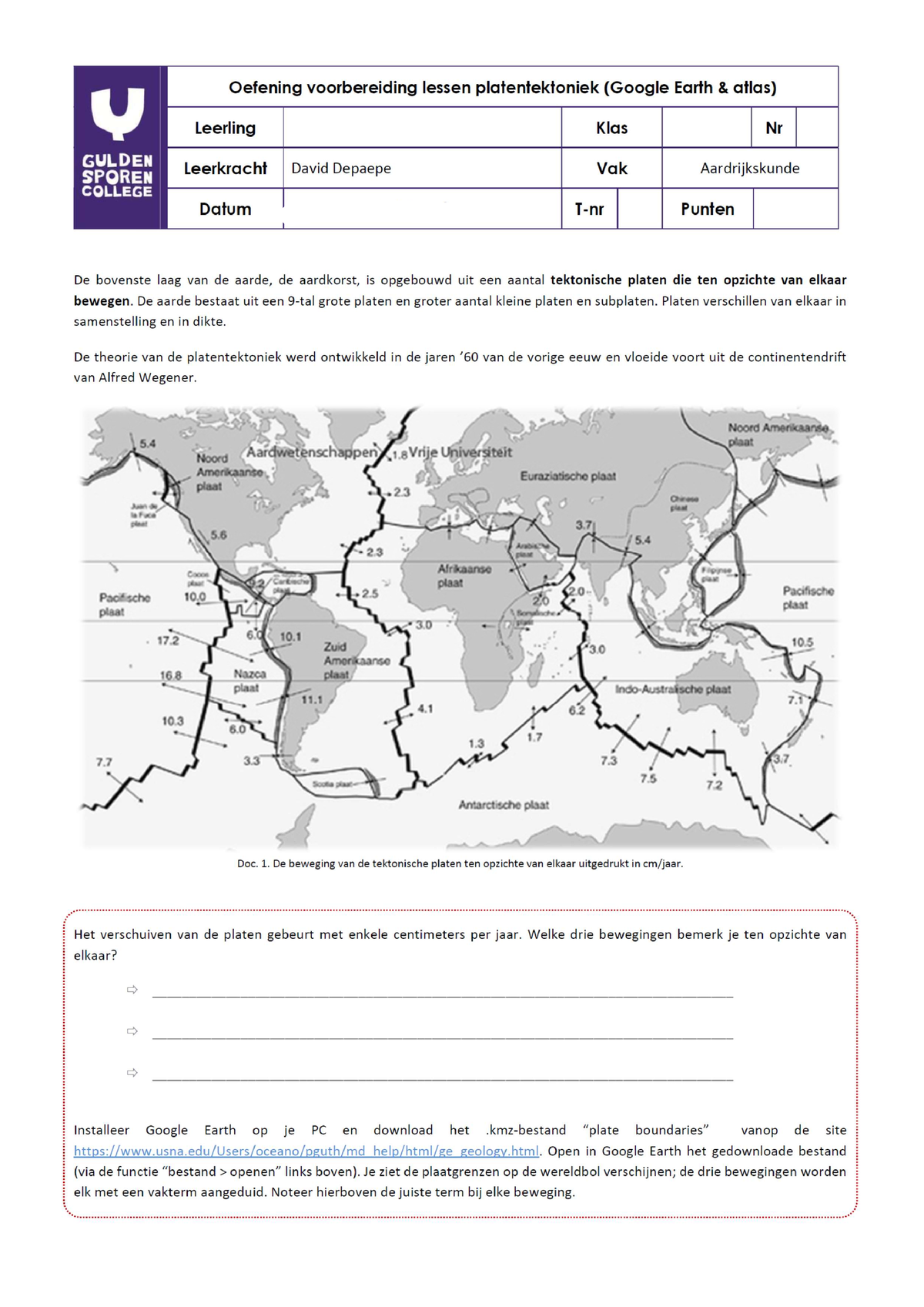 20232024 Taak Google Earth en platentektoniek Deel 2 van de