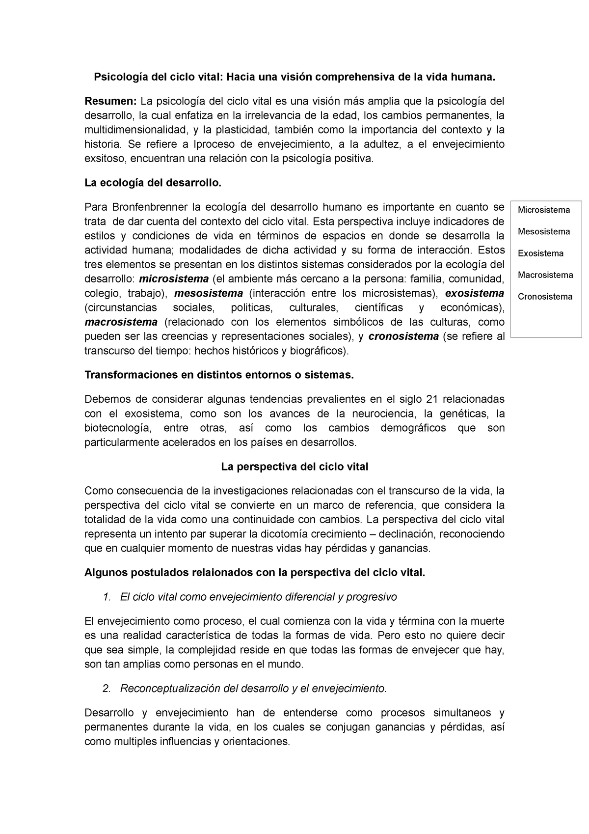 Psicología Del Ciclo Vital - Psicología Del Ciclo Vital: Hacia Una ...