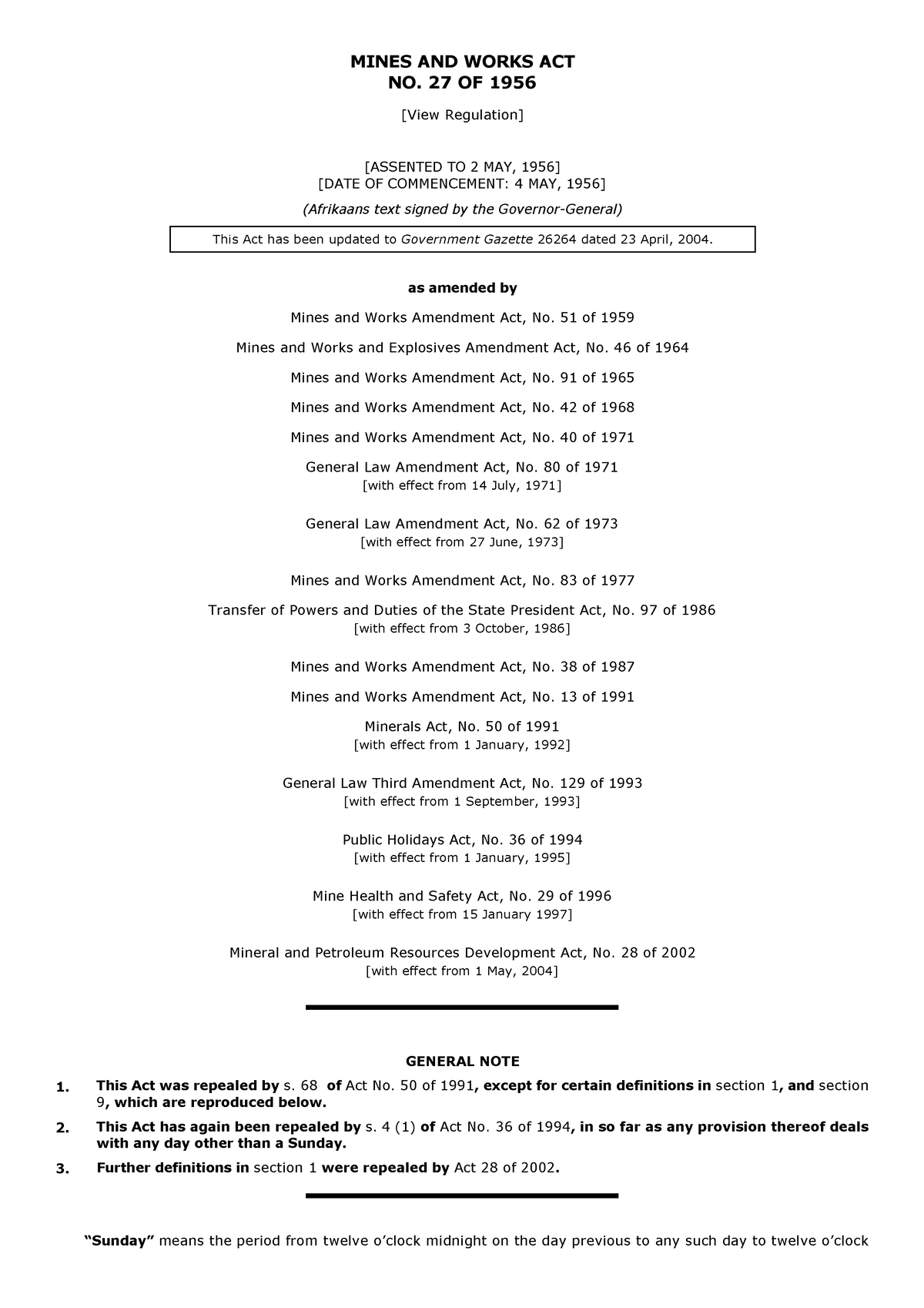 Mines And Works Act No 27 Of 1956 MINES AND WORKS ACT NO 27 OF   Thumb 1200 1698 