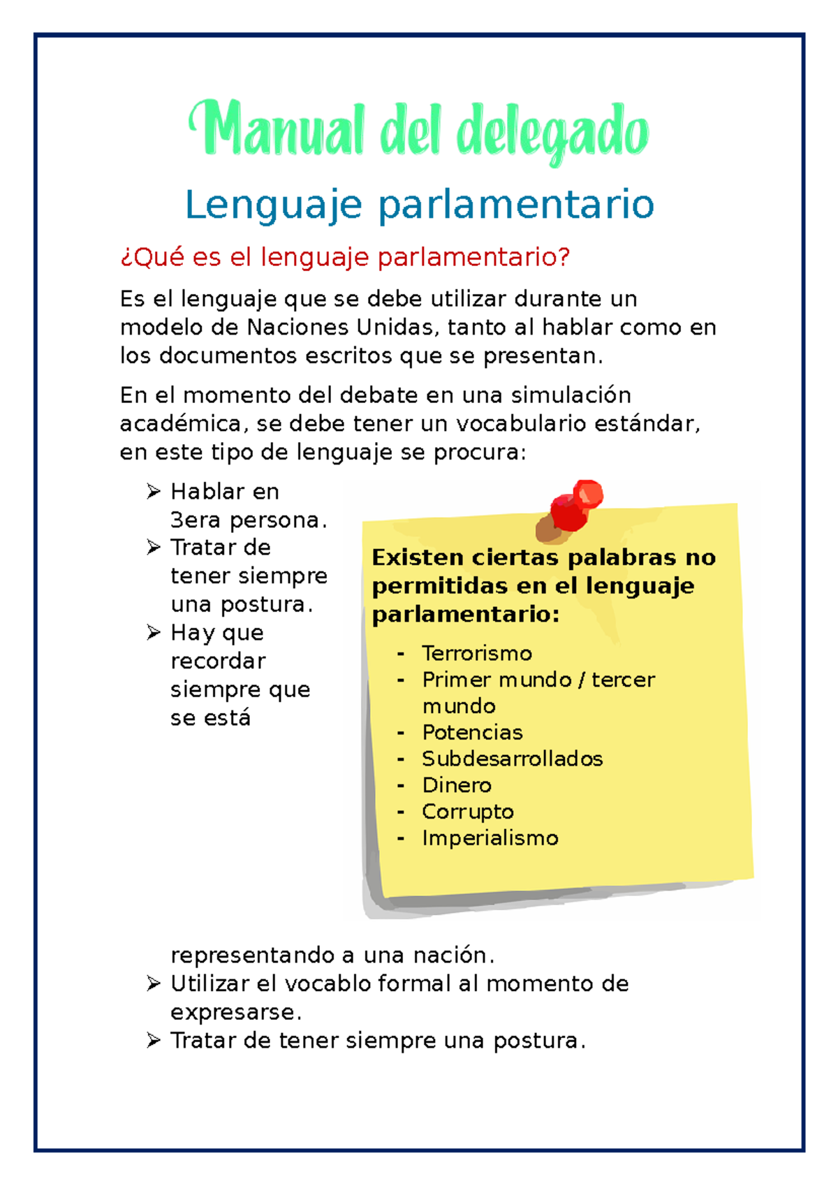 Manual Del Delegado Casos Lenguaje Parlamentario Qu Es El 