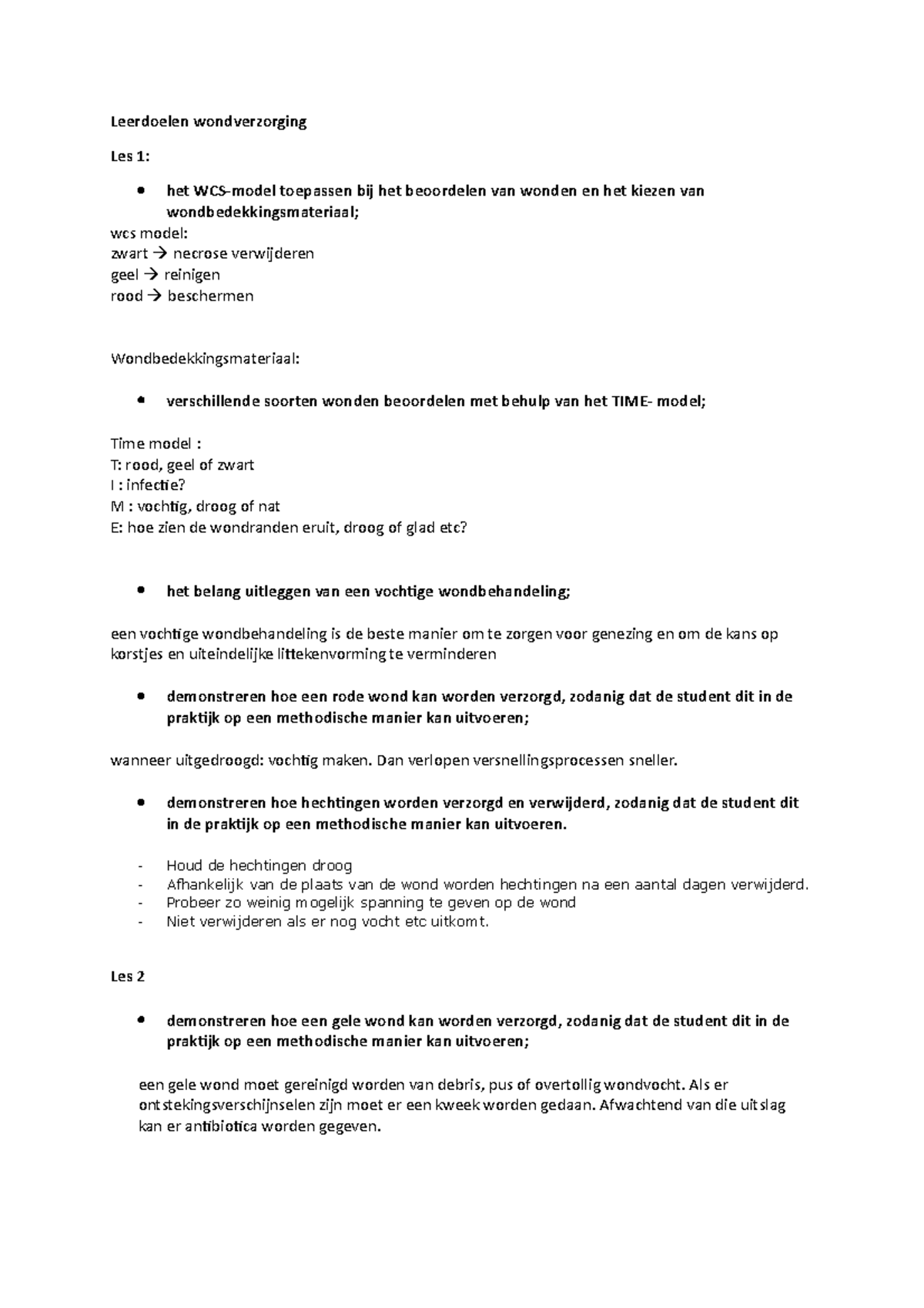 Leerdoelen wondverzorging periode 3 - Leerdoelen wondverzorging Les 1 ...