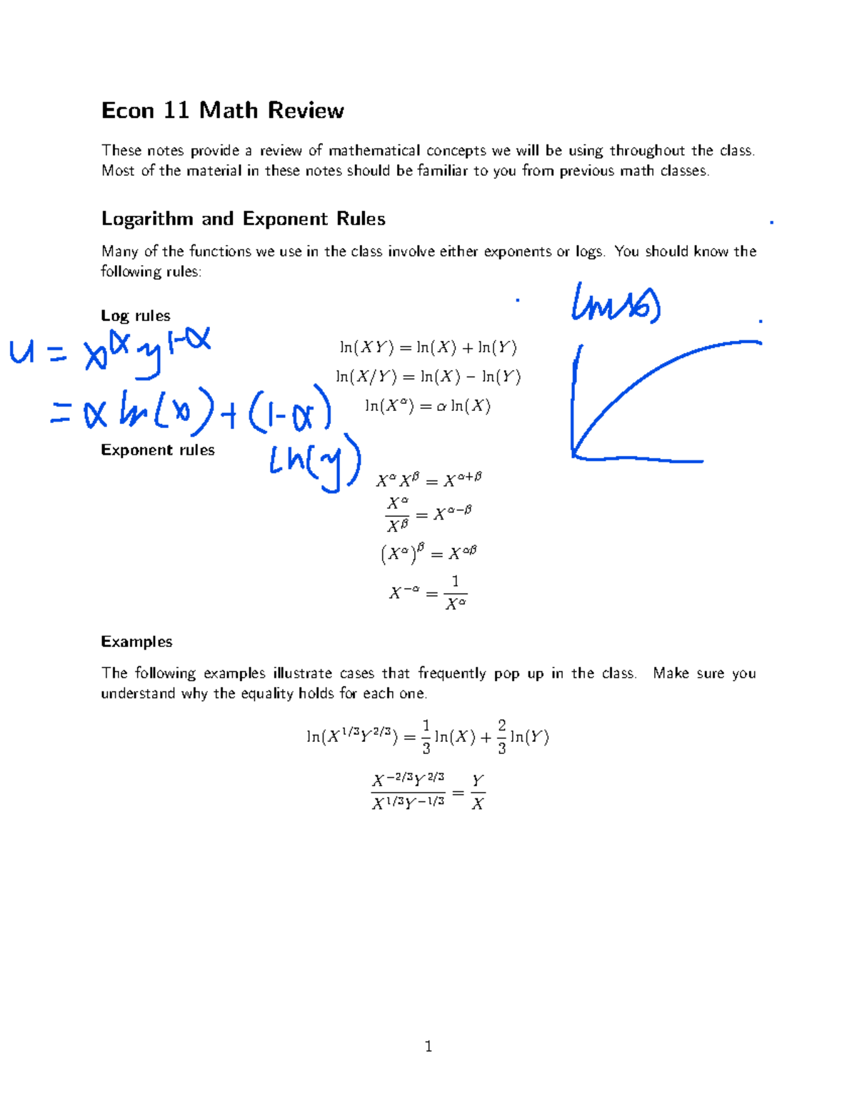 01 - Math Review (No Solutions) - ECON 100B - UCSD - Studocu