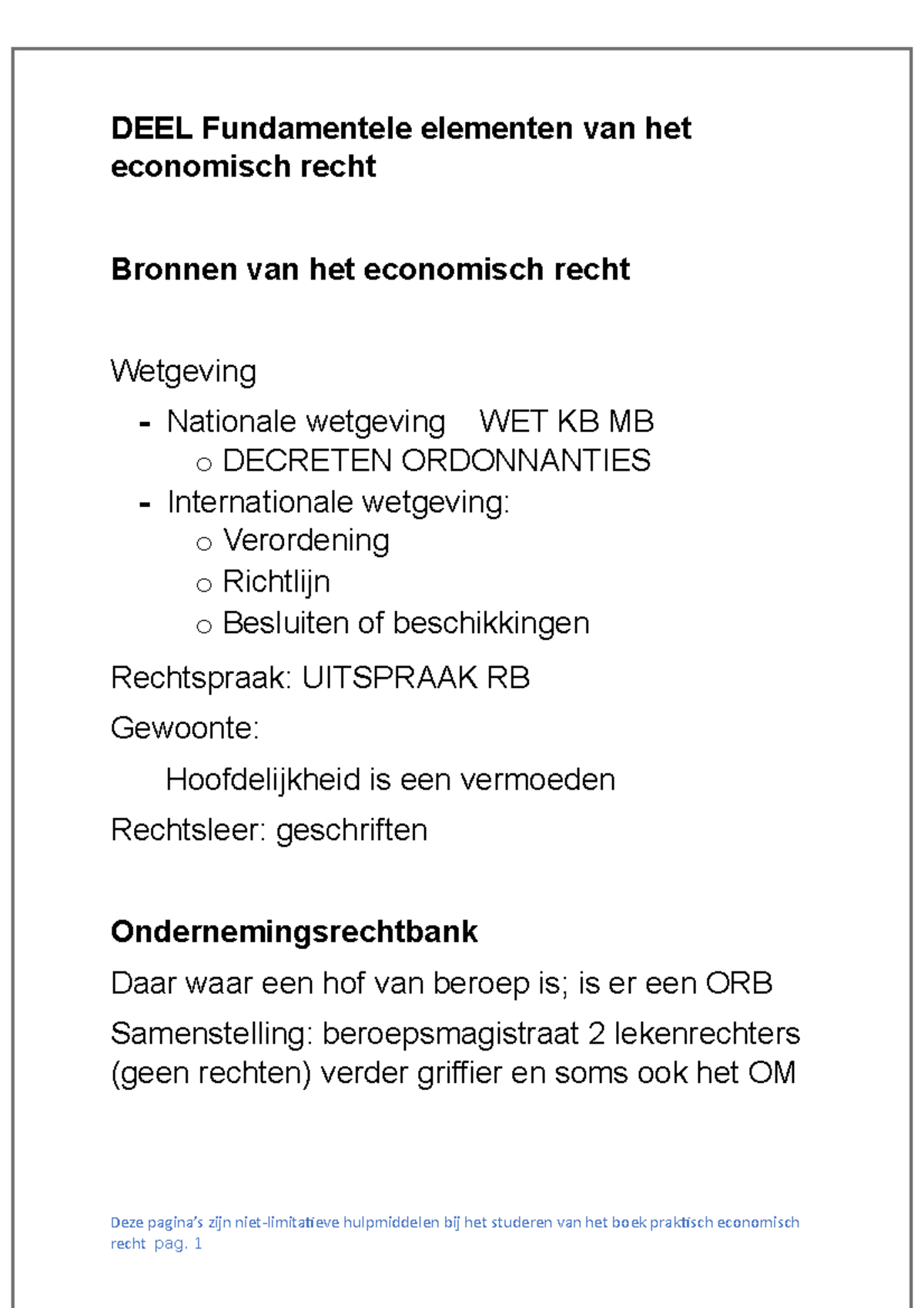 1 - /////////// - DEEL Fundamentele Elementen Van Het Economisch Recht ...