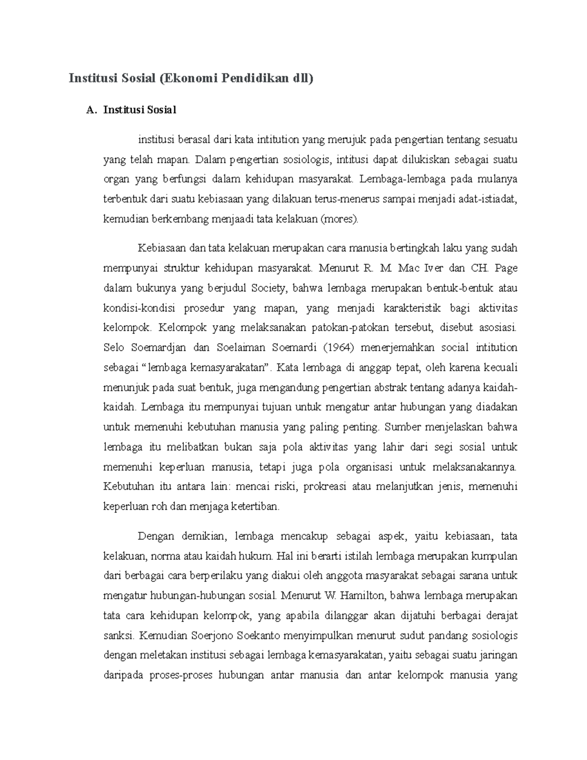 Institusi sosial Institusi Sosial institusi berasal dari kata