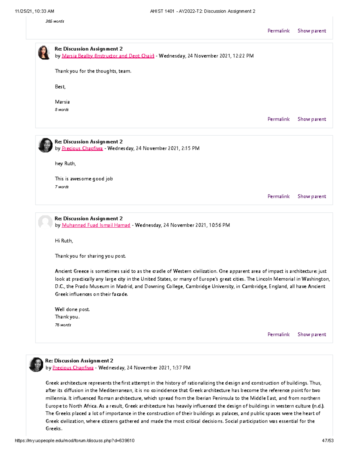 19 AHIST 1401 - AY2022-T2 Discussion Assignment 2 - 365 words Permalink ...