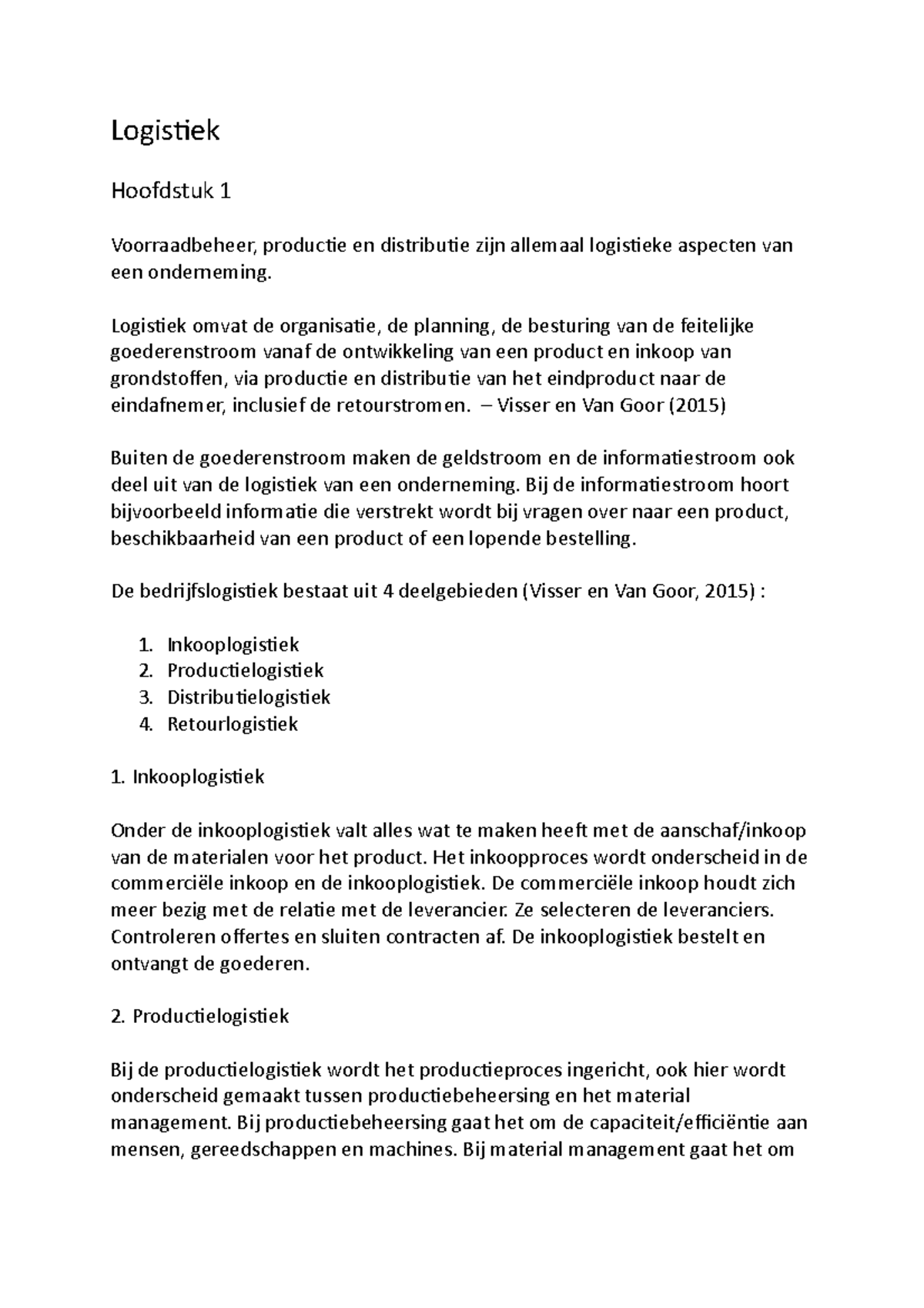 Logistiek - Inleiding Logistiek - Inholland - Studeersnel