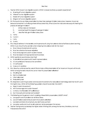 POST TEST Principle OF Teaching - PRINCIPLES OF TEACHING – POST TEST ...
