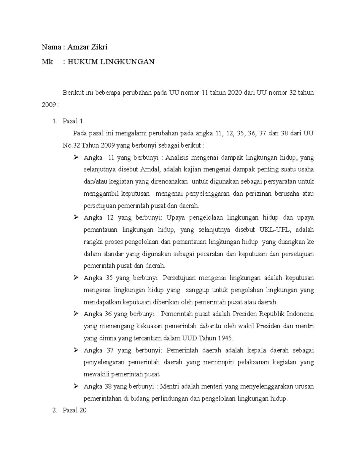 Tugas Hukum Lingkungan - Nama : Amzar Zikri Mk : HUKUM LINGKUNGAN ...