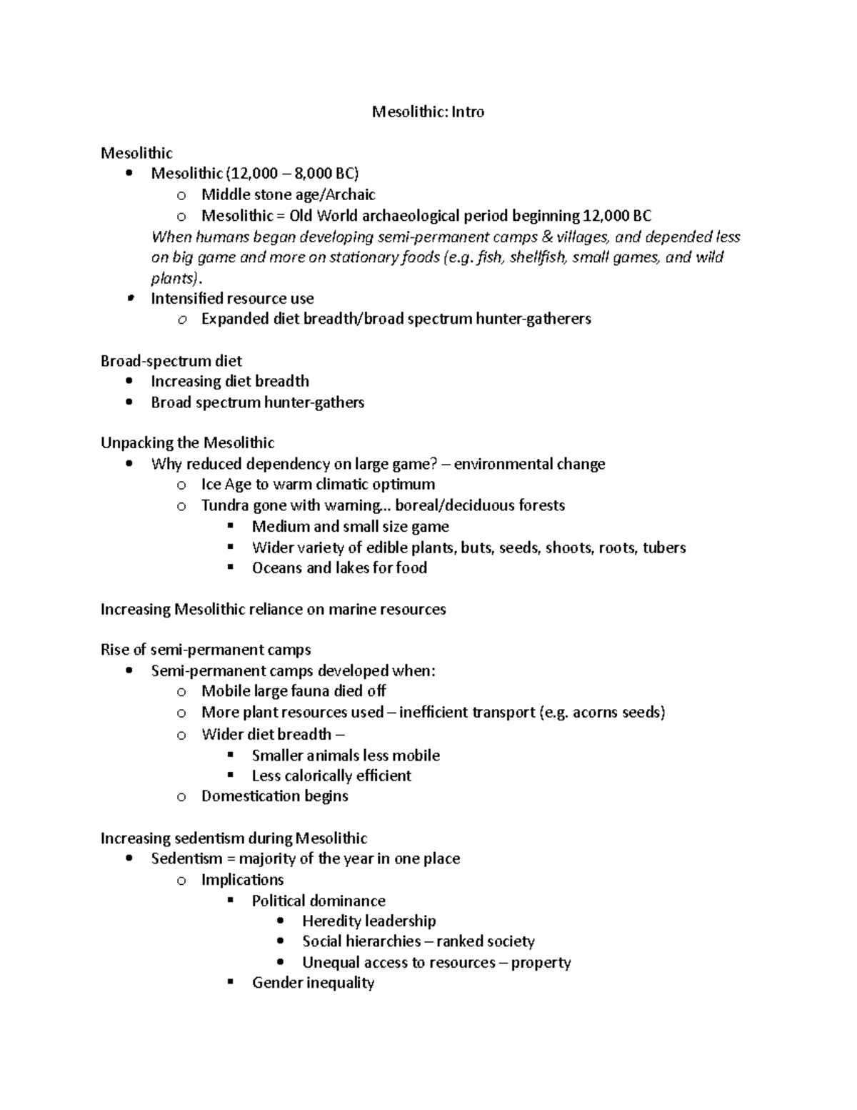 Lecture #3 - Mesolithic: Intro Mesolithic Mesolithic (12,000 – 8,000 BC ...