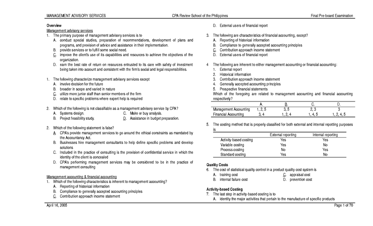 Exam 16 April 2013, questions and answers - Overview Management Sns-Brigh10