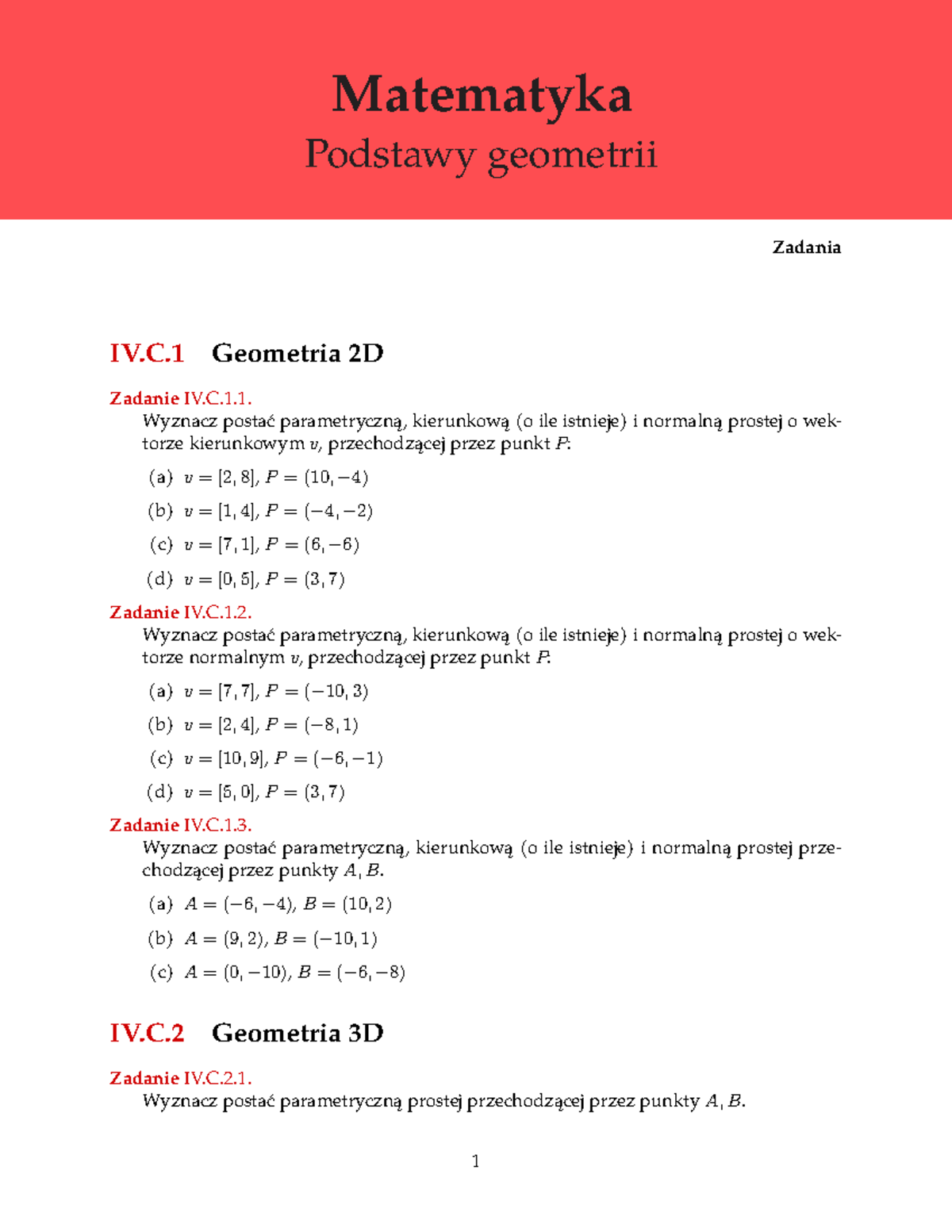 Matematyka IVC - Zadania - WSB - Studocu