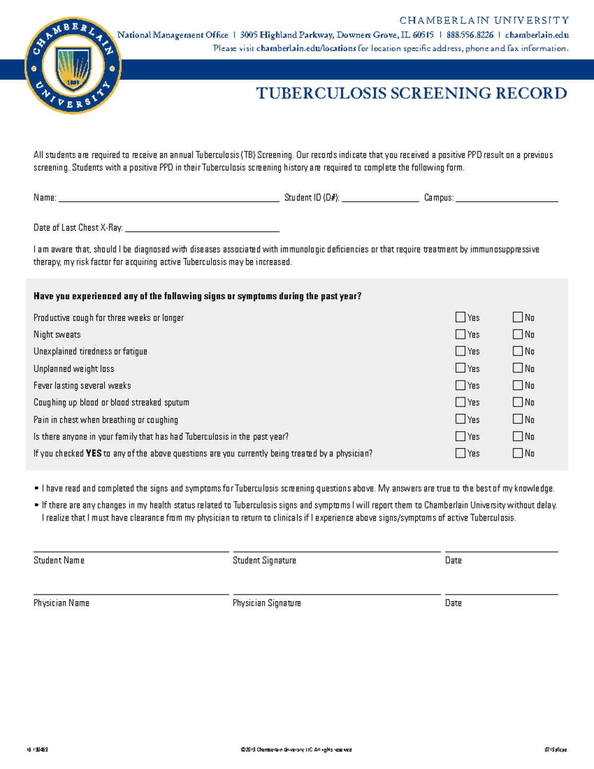 TBScreen Form - TB screen form - TUBERCULOSIS SCREENING RECORD 16 ...