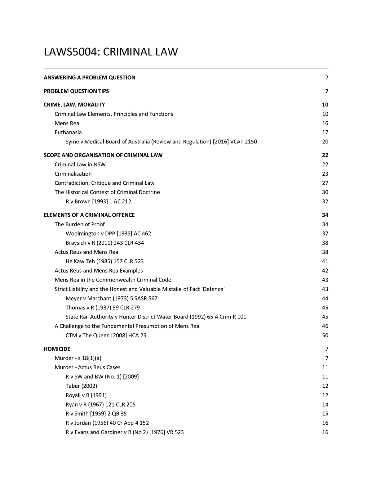 Criminal Law Notes - Detailed Case Notes - HKU - Studocu