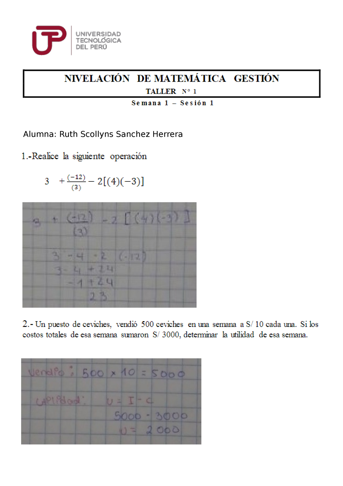 Taller 1 Nivelación DE Matemática Gestión - Nivelacion De Matemática ...