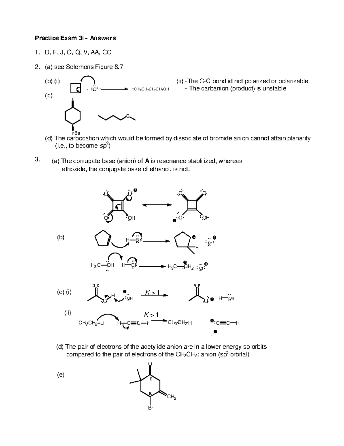Practice Exam 3 A Key - t-Bu I O Practice Exam 3i - Answers 1. D, F, J ...