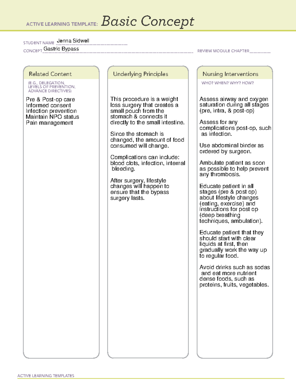 Basic Concept filled out - NURS 2208 - ACTIVE LEARNING TEMPLATES Basic ...