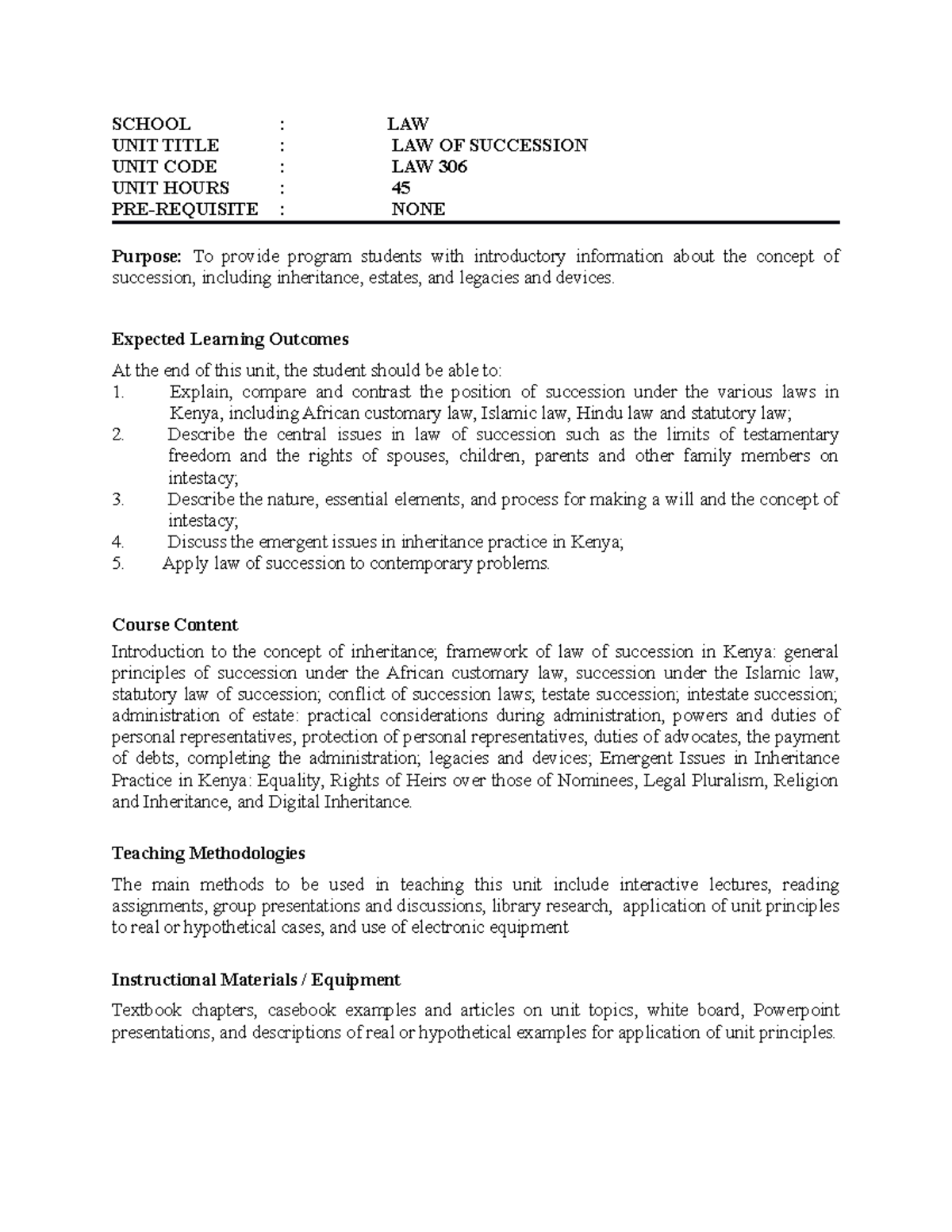 law of succession assignment 1