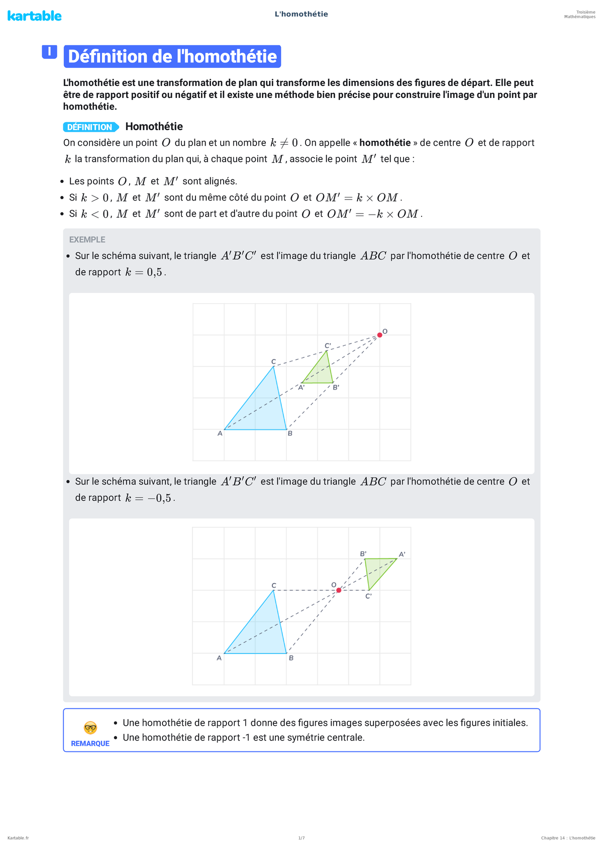 Lhomothetie-2 - cour - L'homothétie Mathématiques I Dénition de l ...
