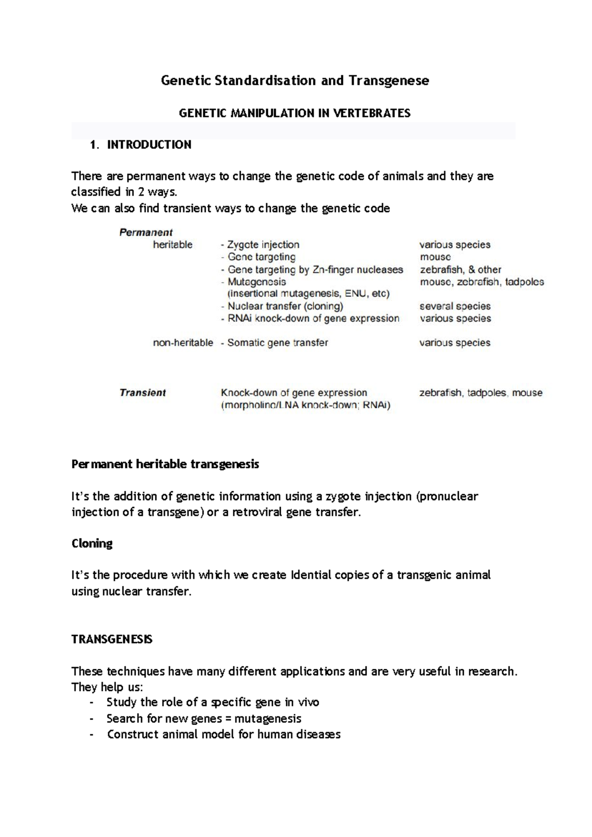 10. Transgenesis AND Genetic Standarisation - Genetic Standardisation ...