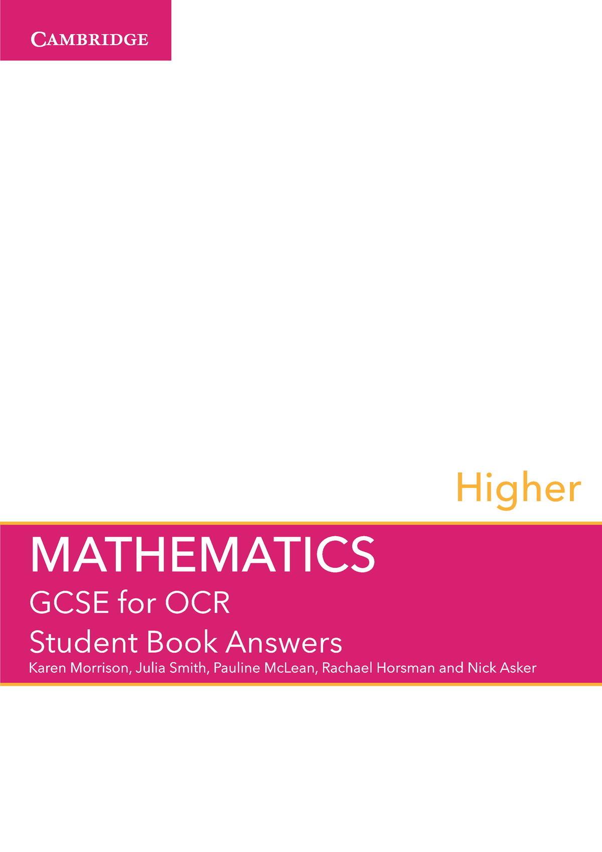 526855122 GCSE Mathematics For OCR Higher Student Book Answers ...