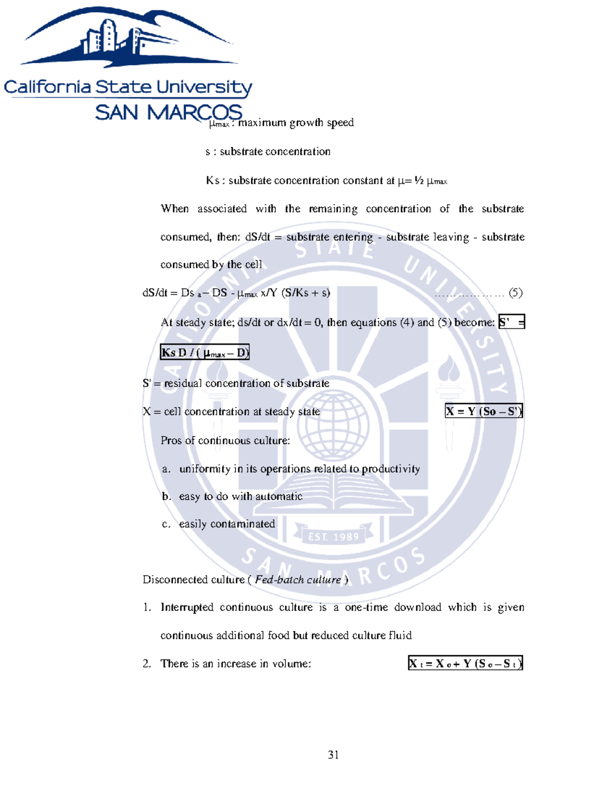 Basic Theory of Fermentation and Biotechnology 11 31 max maximum growth speed s substrate