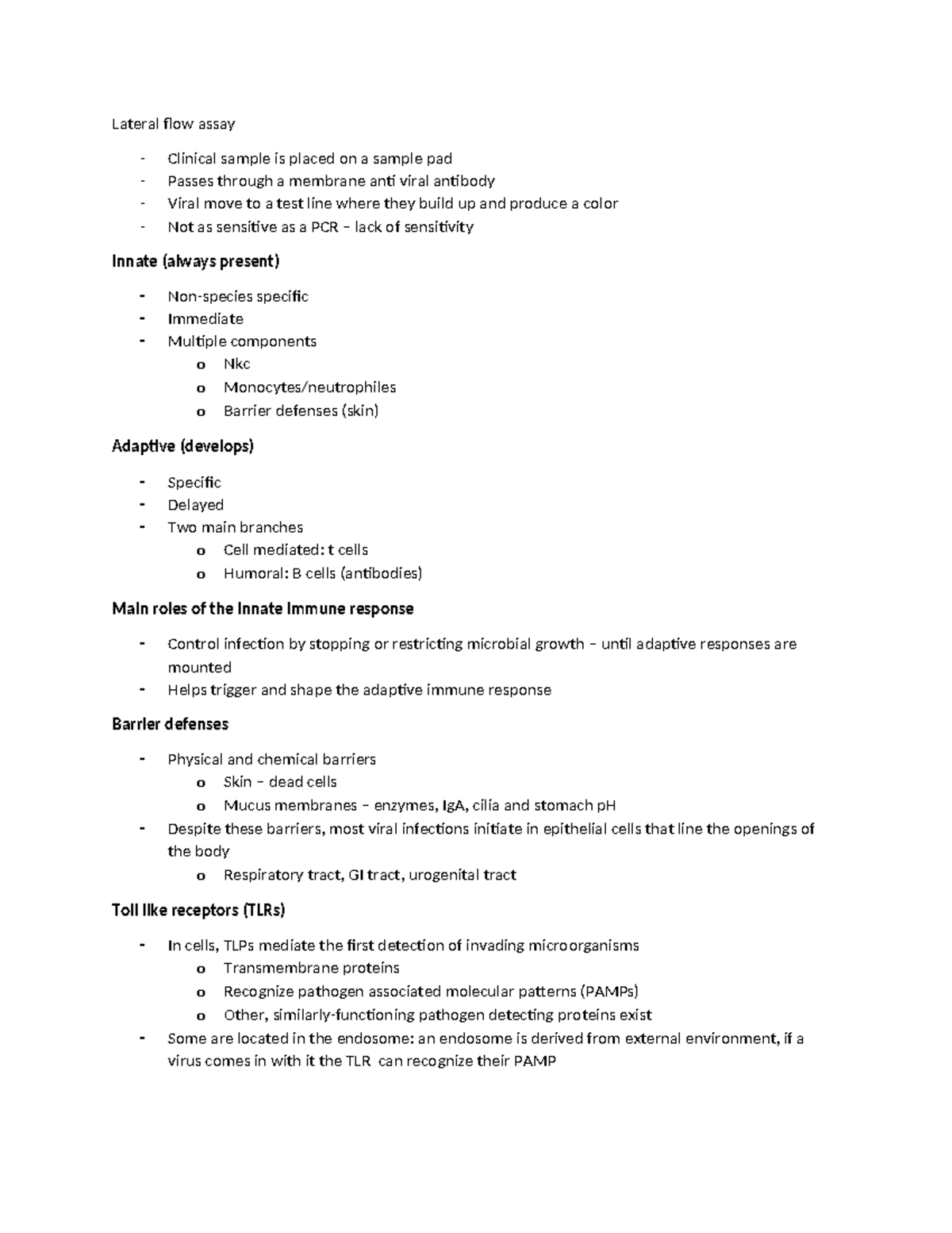 Immunology review - Lateral flow assay - Clinical sample is placed on a ...