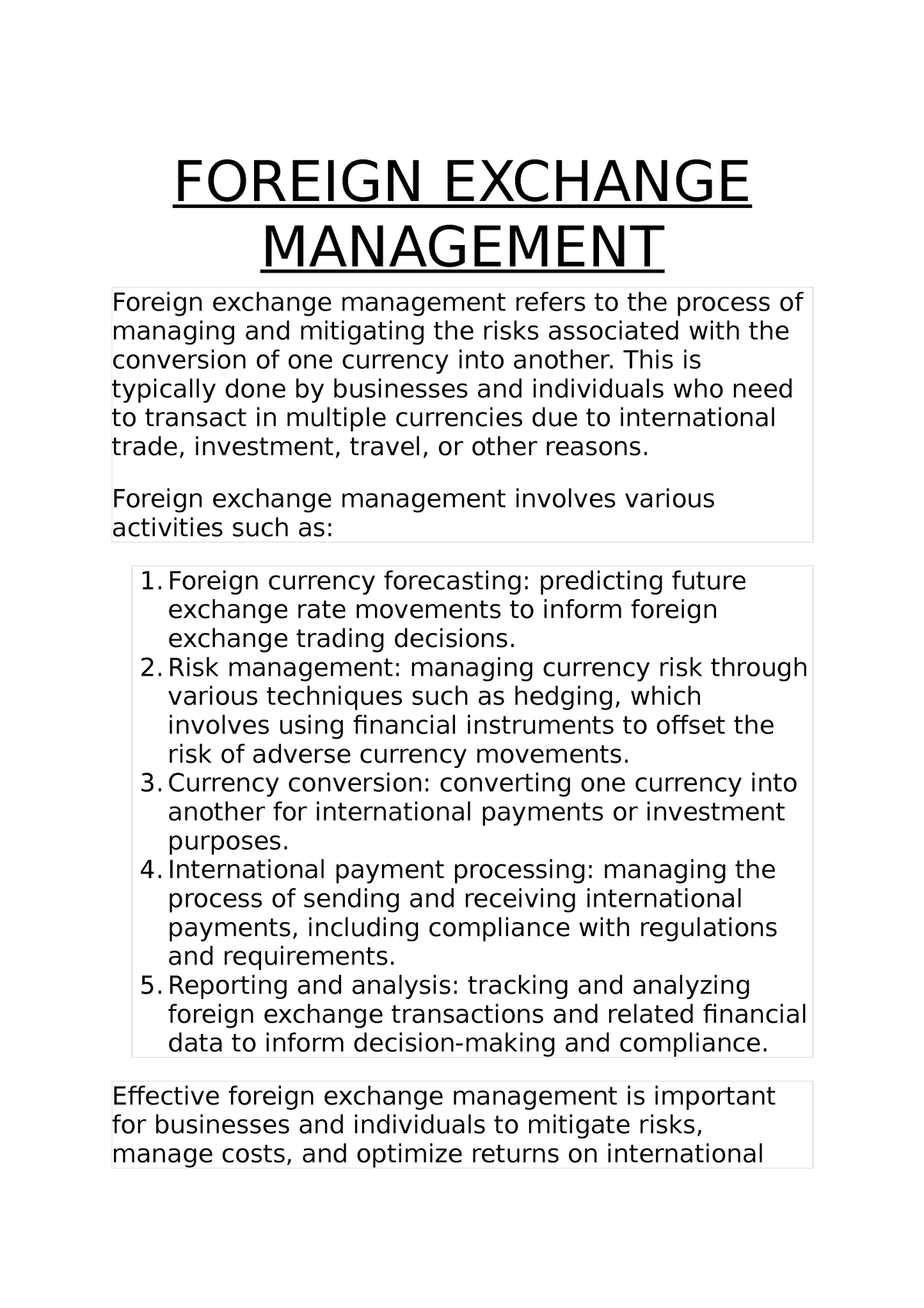 foreign exchange bureau business plan