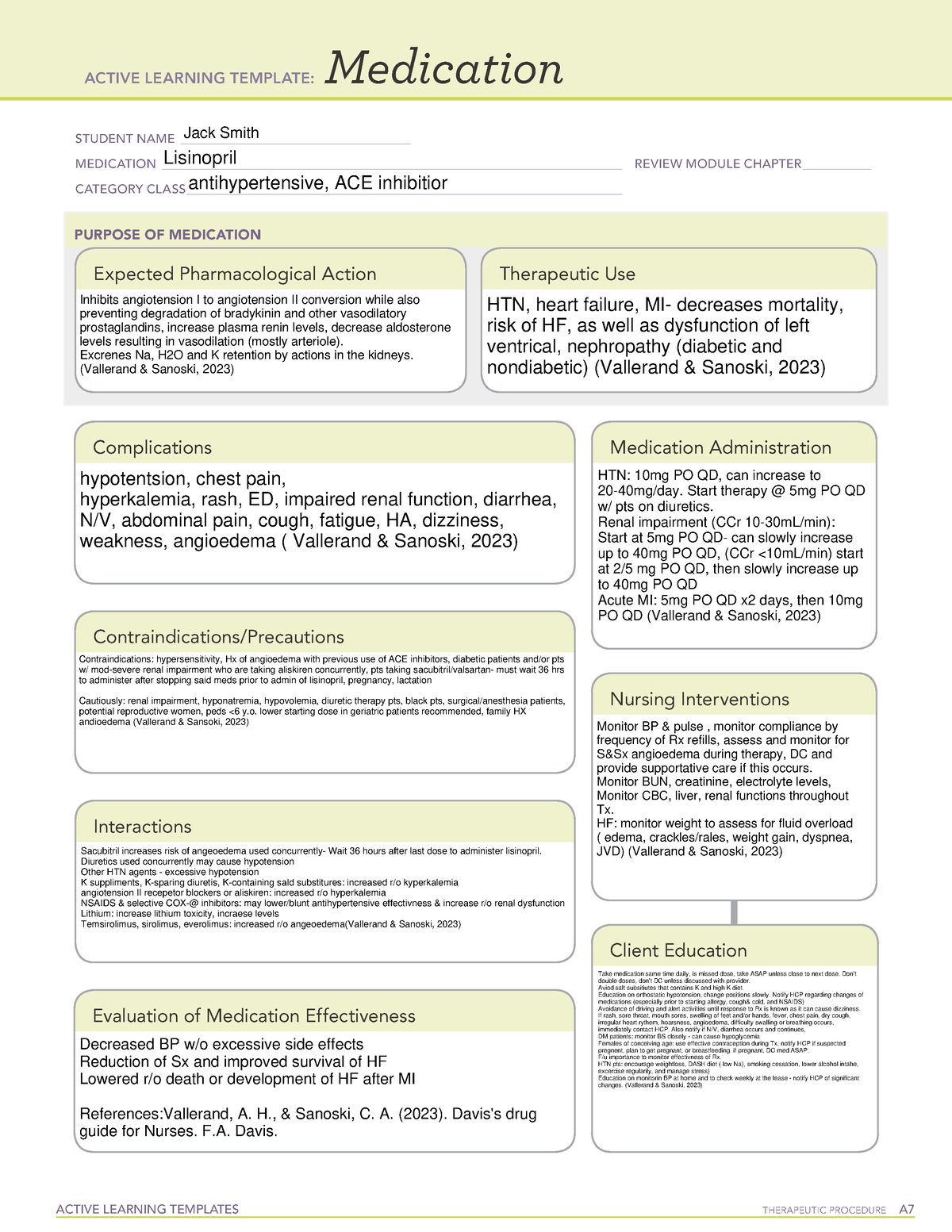 Active Learning Template Lisinopril ACTIVE LEARNING TEMPLATES