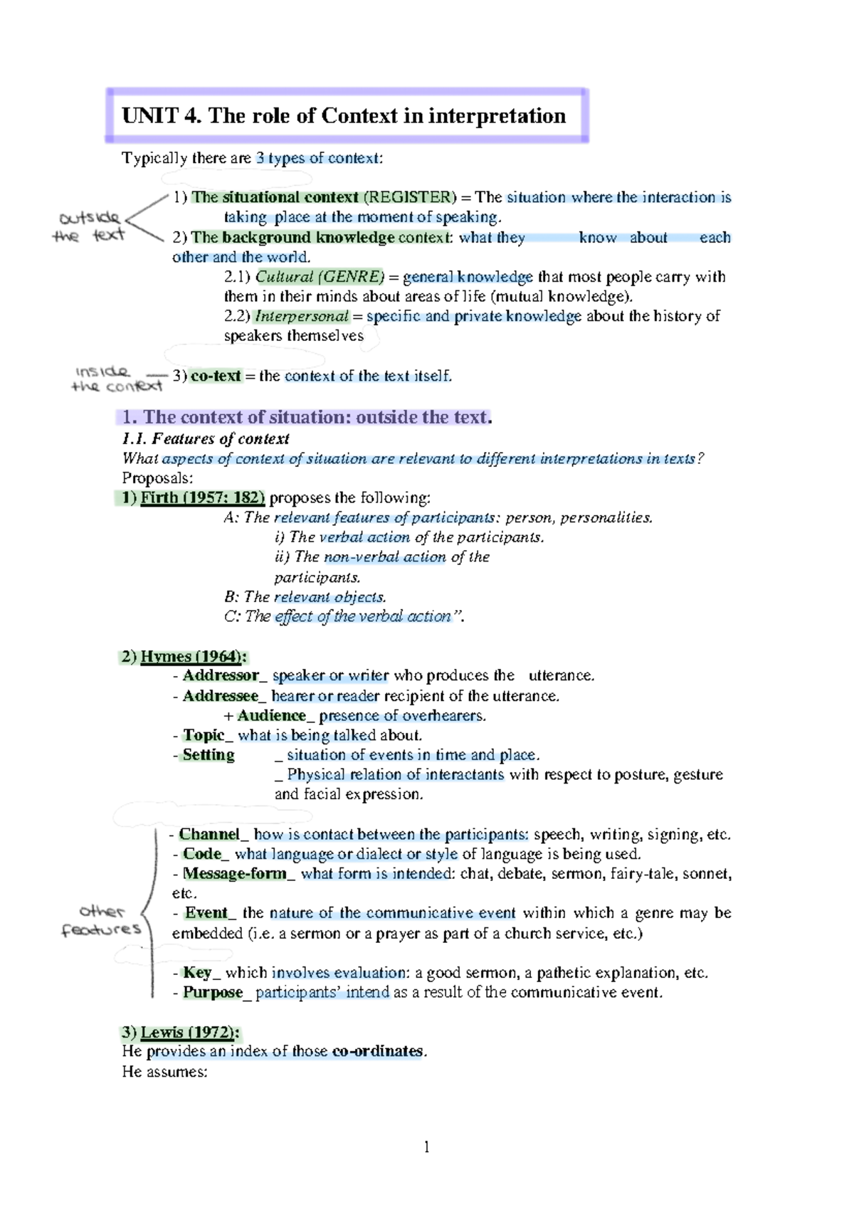 Unit 4 - Unit 4 completa - UNIT 4. The role of Context in ...