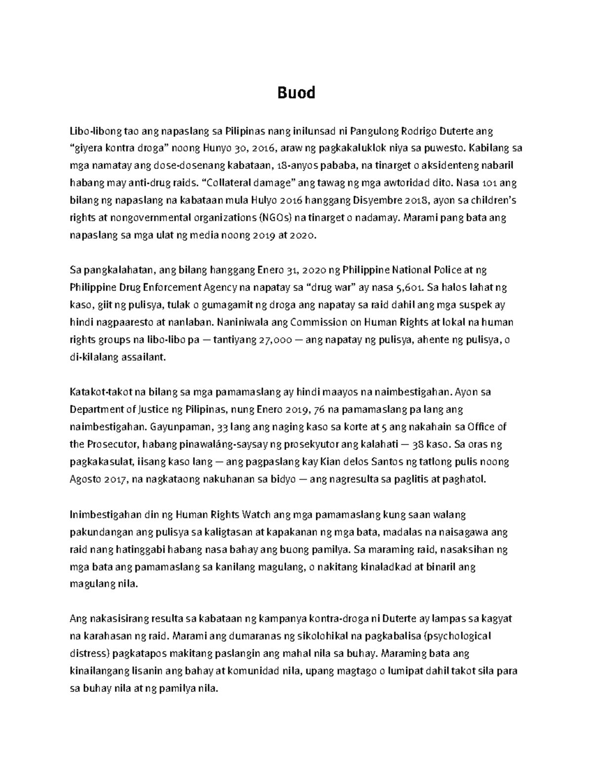 Philippines drug war sum recs PH 0 - Buod Libo-libong tao ang napaslang ...
