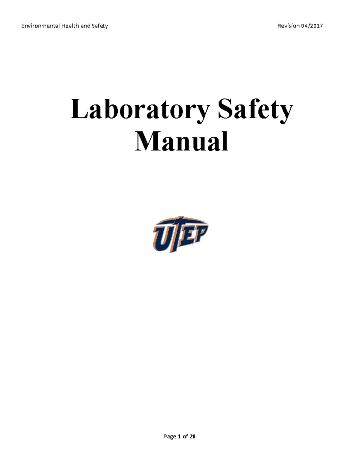 Laboratorysafetymanual Laboratory Safety Manual Environmental