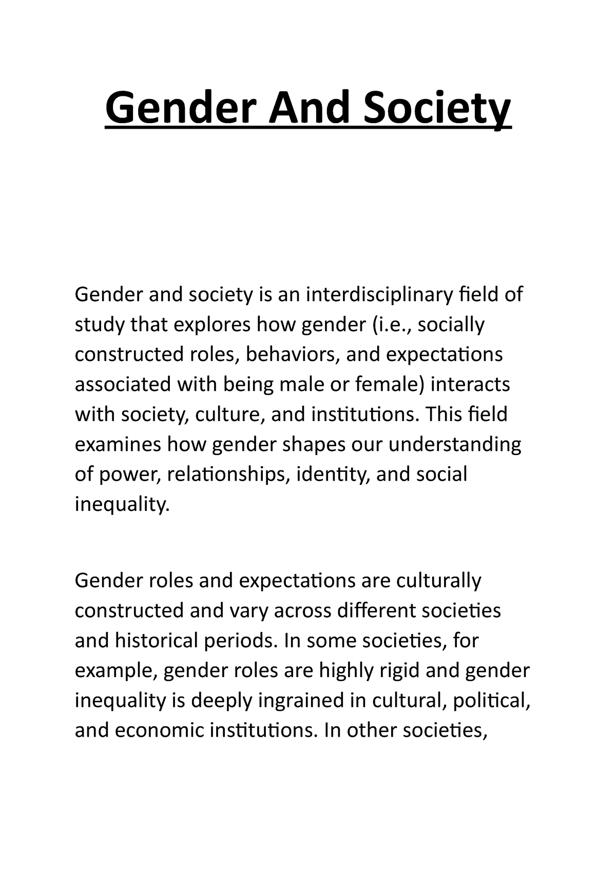 research topics about gender and society