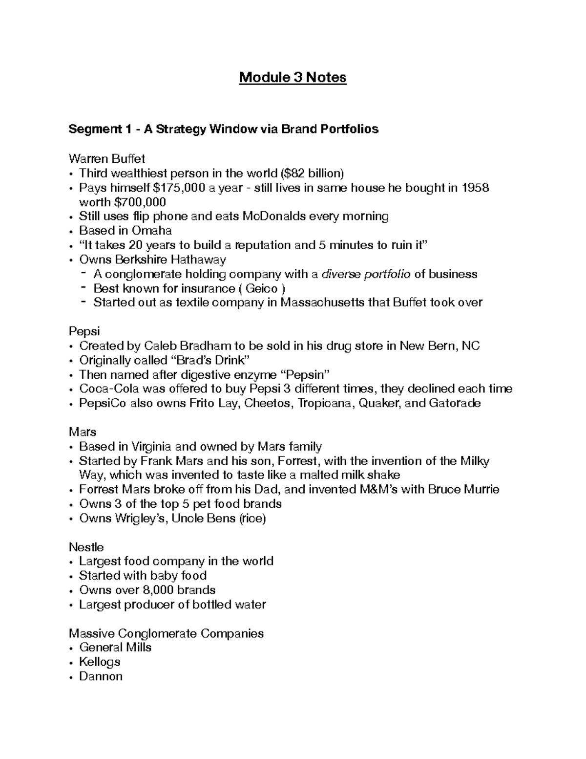 Chapter 3 Notes - Module 3 Notes Segment 1 - A Strategy Window Via ...