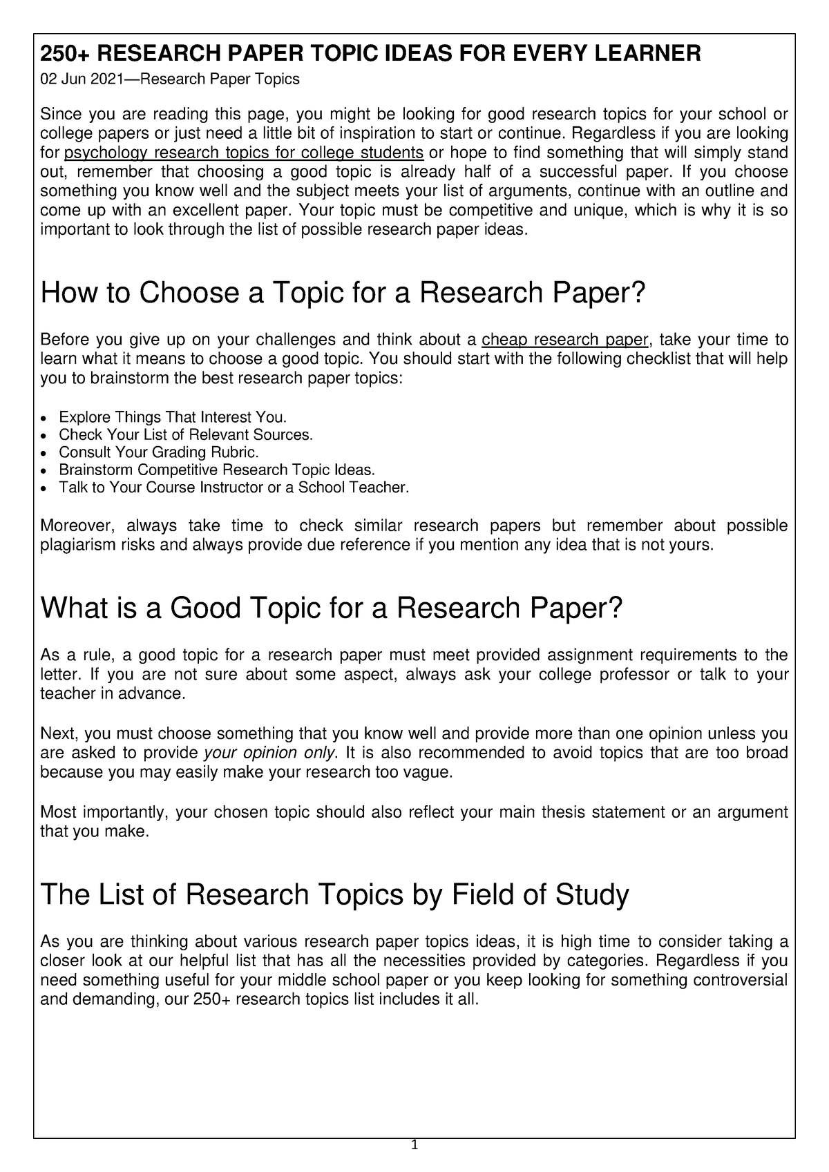 high school research paper topic ideas