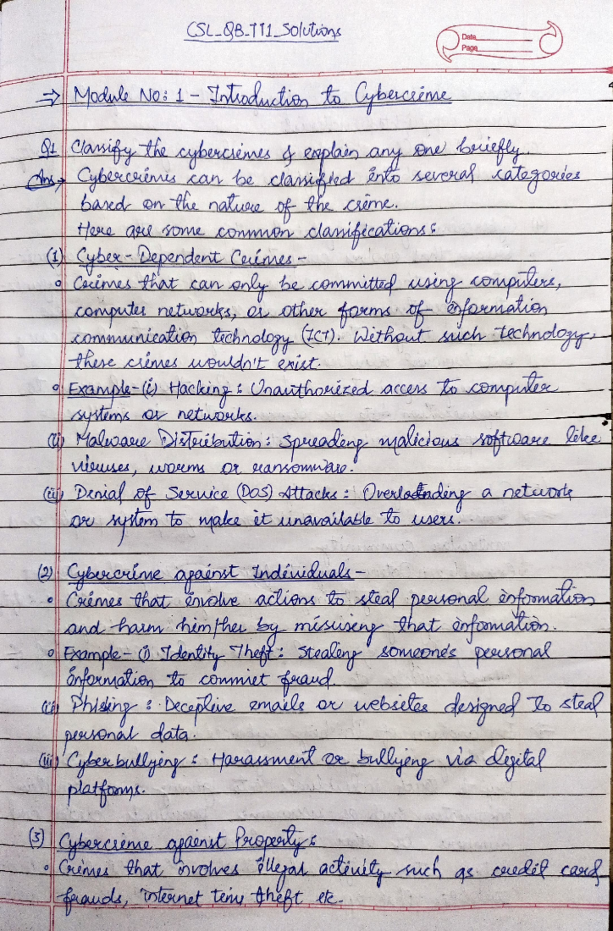 CSL QB Sol TT1 Neeraj 🏏💯 - Notes of CSL module 1,2,3 - Modue No: 1 CSL ...
