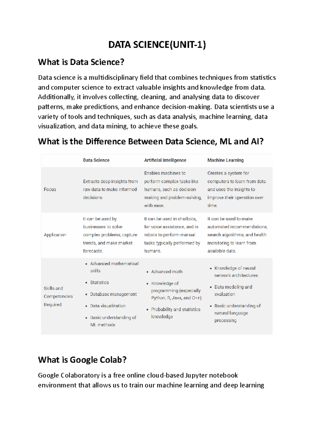 DATA Science(unit-1) - easy notes of data science - DATA SCIENCE(UNIT-1 ...