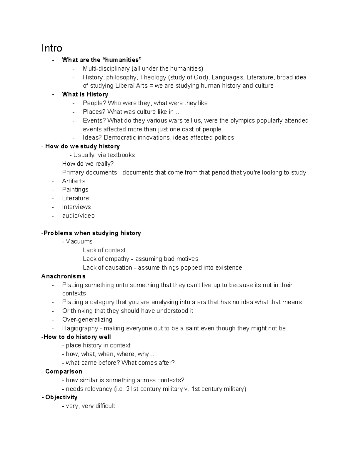 HUM 111 Notes -2 - Intro - What are the “humanities” - Multi ...