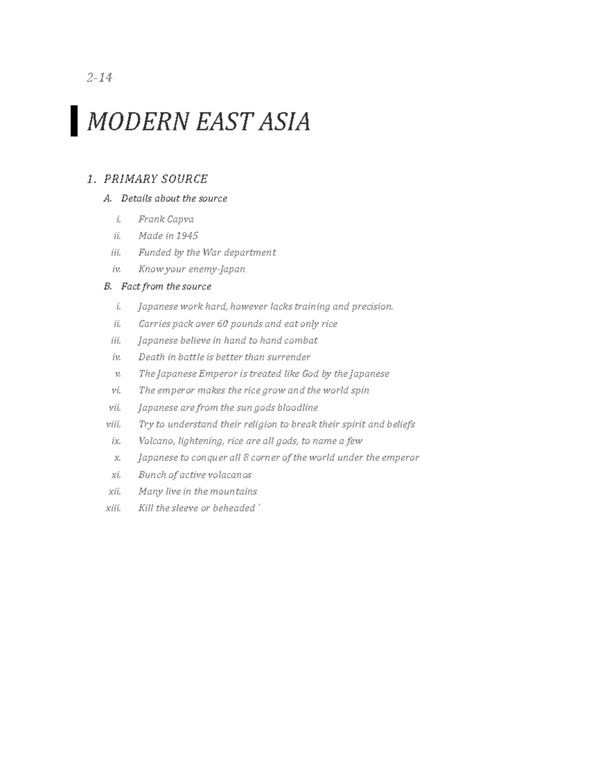 Modern East Asia Notes - 2- MODERN EAST ASIA 1. PRIMARY SOURCE A ...