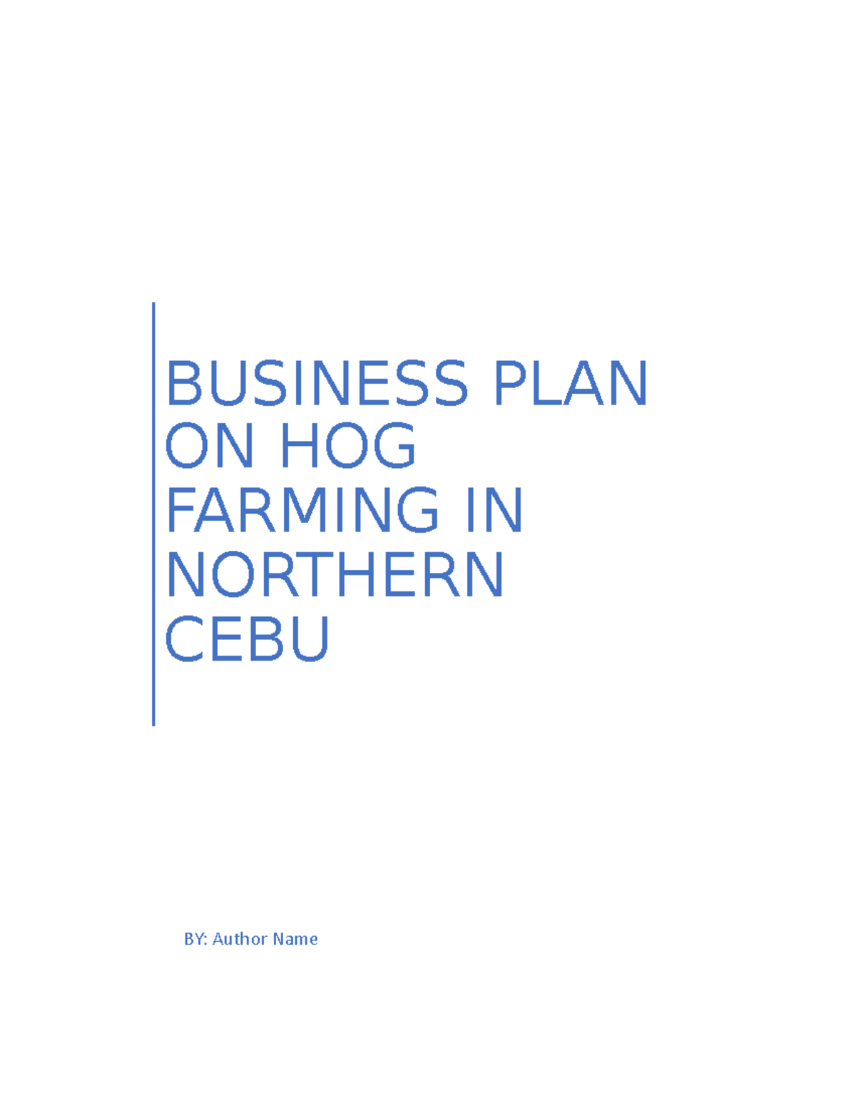 Sample Business Plan Plan The Business Sample Business Plan On Hog