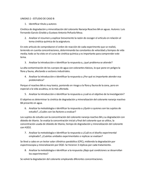 Unidad 3 Estudio De Caso B - UNIDAD 3 – ESTUDIO DE CASO B I. Definición ...