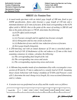 Tensile test sheet - good