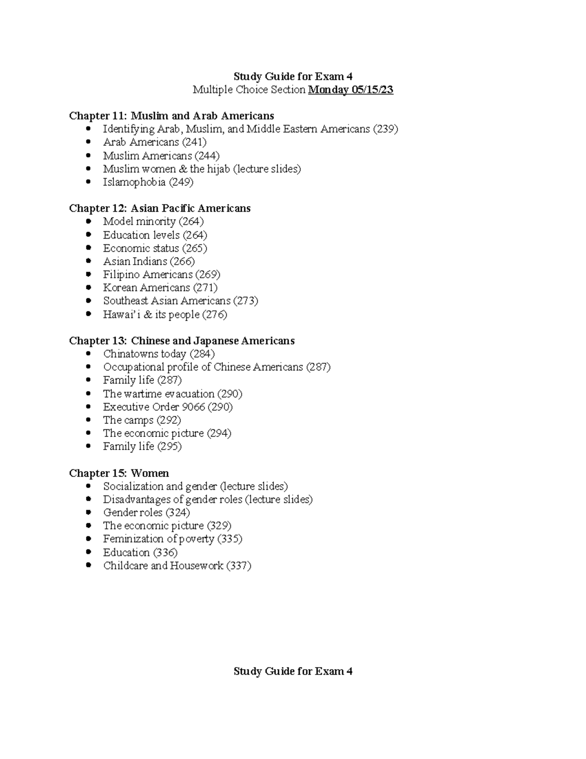 Study Guide for Exam 4 SOC 20 - Study Guide for Exam 4 Multiple Choice ...