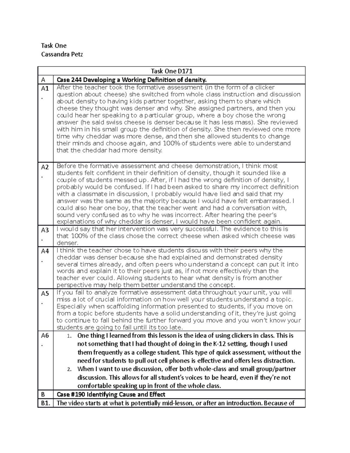 Task One - Task 1 for D171, Passed - Task One Cassandra Petz Task One D ...