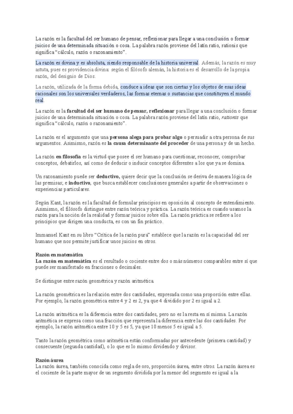 La razón - La razón es la facultad del ser humano de pensar ...